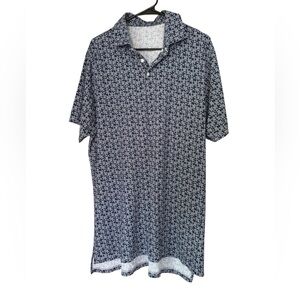 Draddy Sport Blue‎ Polo Golf Shirt. Men’s Large. Blue white pattern.